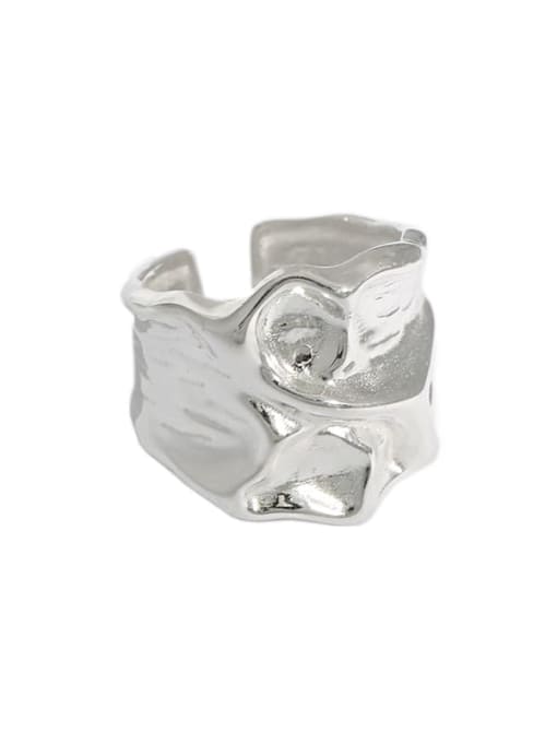 Silver [17 adjustable] 925 Sterling Silver Irregular Vintage Band Ring